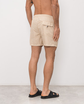Canali Beige swim shorts with branded print UA0010293024