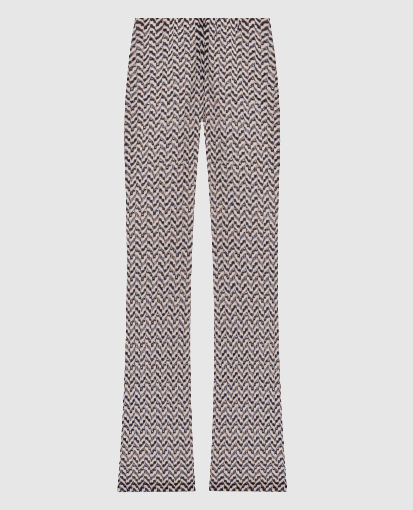 Beige flared broek met patroon van wol
