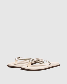 Brunello Cucinelli Beige striped flip-flops MPUNAVH328