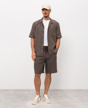 Peserico Brown shirt with short sleeves made of linen R56049T002494