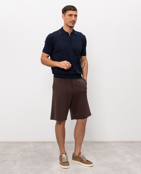 Canali Blue cotton polo shirt MK02460C1165