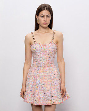 Balmain Pink tweed mini dress HF1R2302XM17