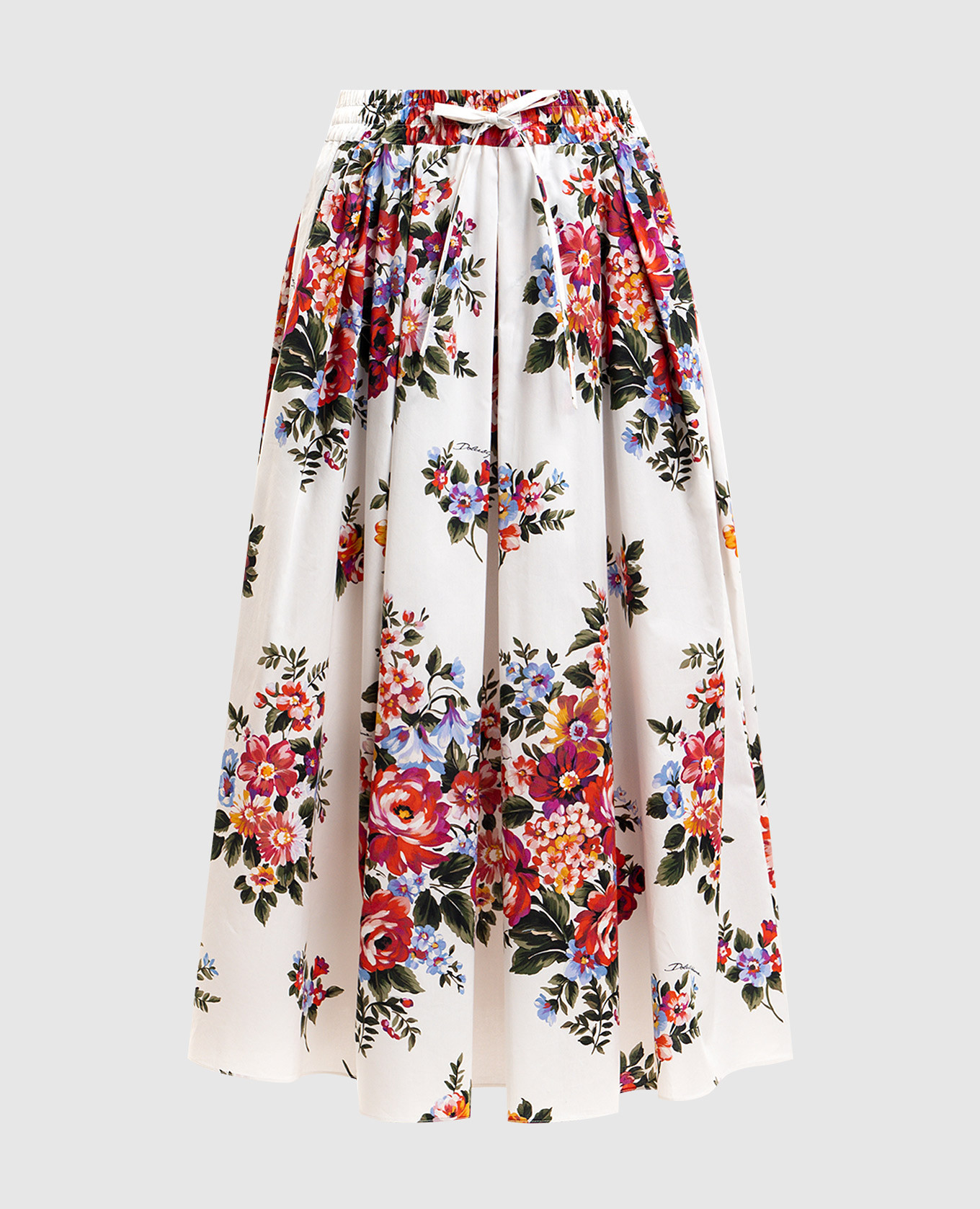 Falda midi estampada blanca
