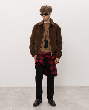 Ami Paris Brown sweater with textured pattern UKS880KN0189