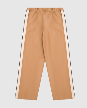Palm Angels Children's beige pants with branded ribbon F6PAJBPA165