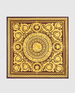 Versace Brown silk scarf with Barocco print 10016001A04577