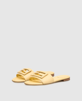 Fendi Yellow Baguette leather flip-flops 8R8136AQY2