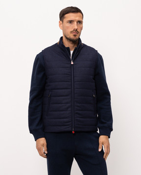 Kiton Blue wool vest UW2491V0452L