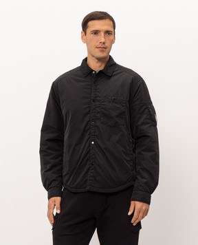 C.P. Company Black jacket with logo patch MOS023A005904G