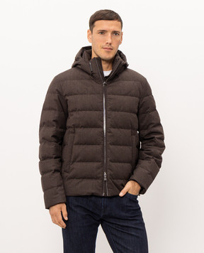 Herno Brown down jacket with wool PI001401U33529