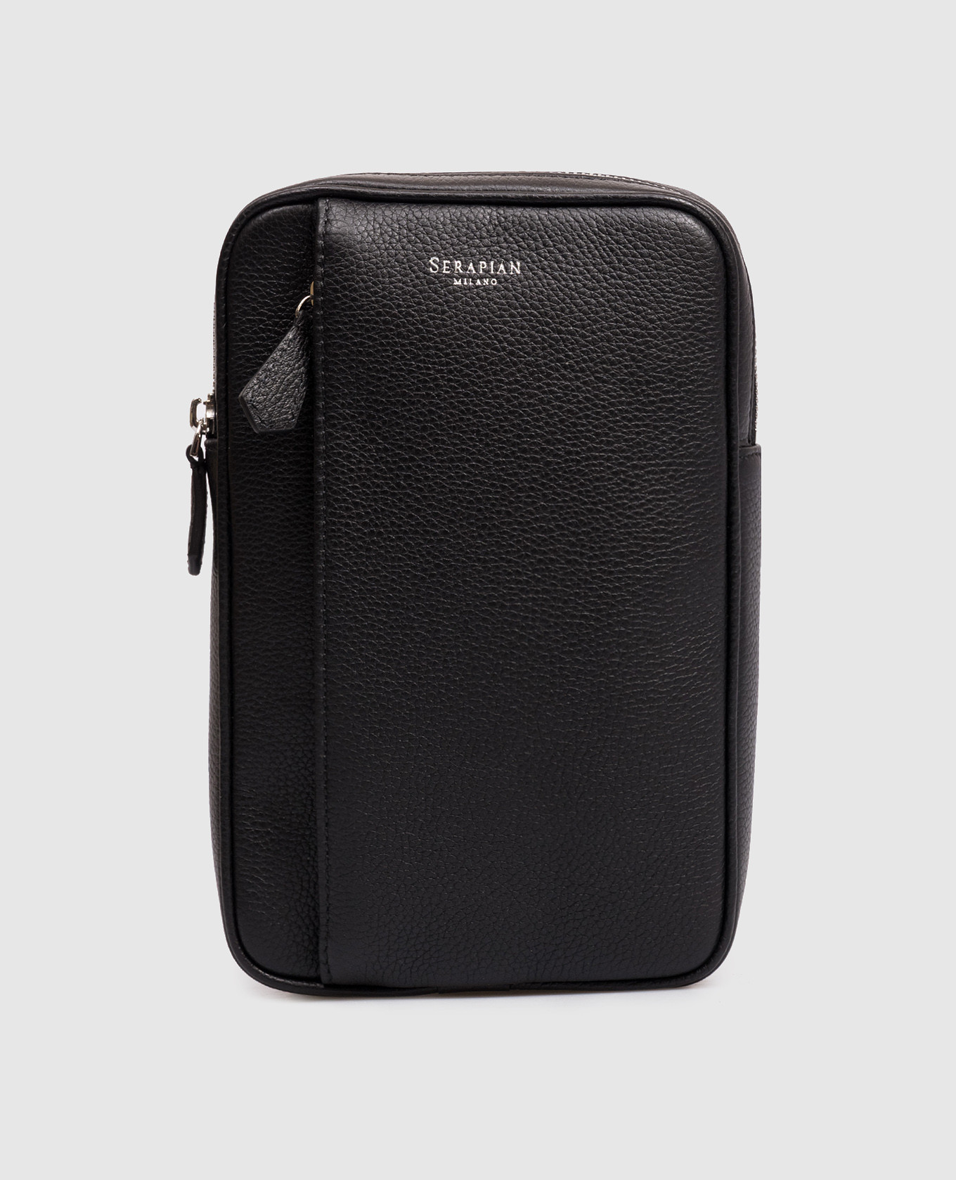 

Black leather sling bag with logo print Serapian