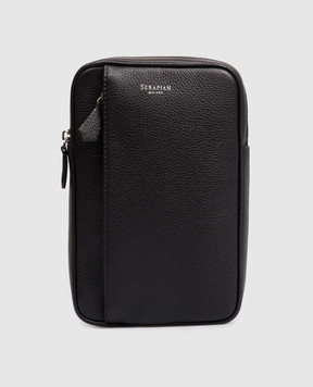 Serapian Black leather sling bag with logo print SRCMOMML738715A001