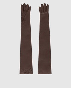 Brunello Cucinelli Brown leather long gloves MPNGP9007P