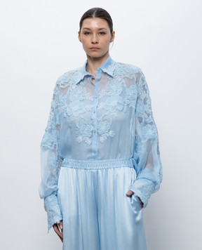 Ermanno Scervino Blue silk blouse D482K708APCSFWB