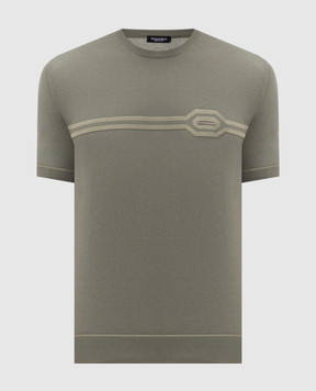 Stefano Ricci Khaki T-shirt with silk K818119G10F26285