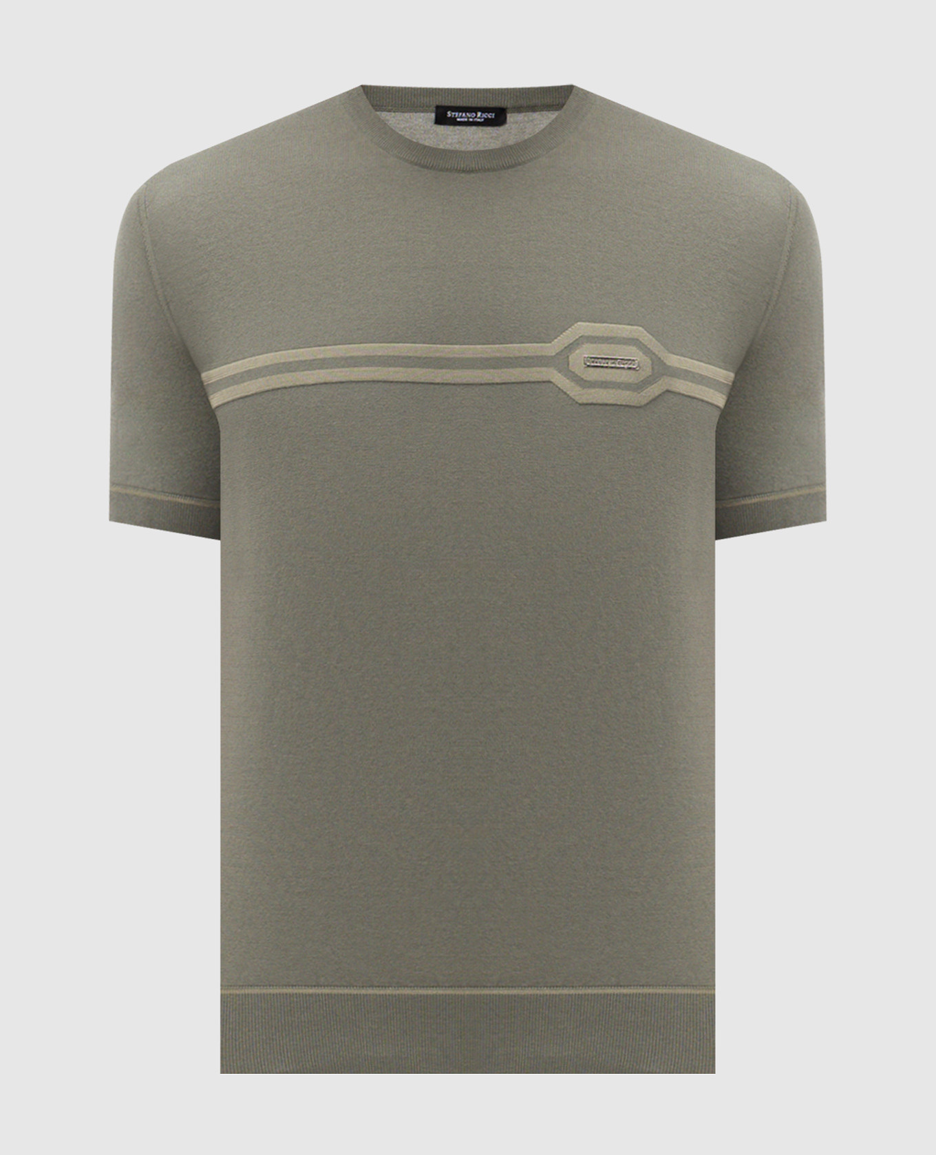 

Khaki T-shirt with silk Stefano Ricci