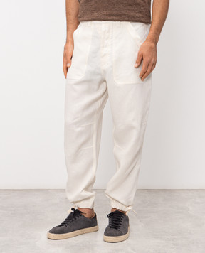 Brunello Cucinelli Ivory linen pants MH249S2470