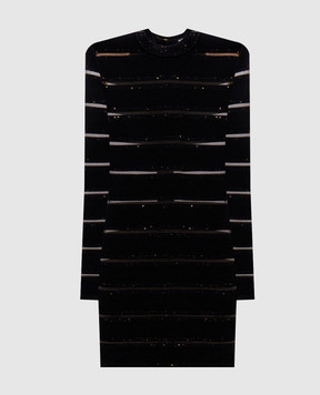 Balmain Black mini dress with sequins GF0R8955KJ84