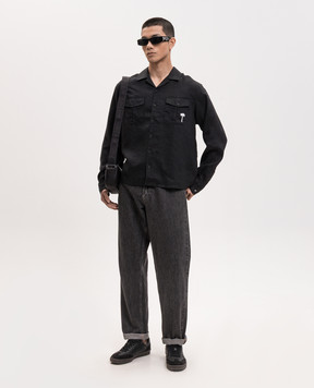 Palm Angels Black linen shirt PMGE04PS26FAB001