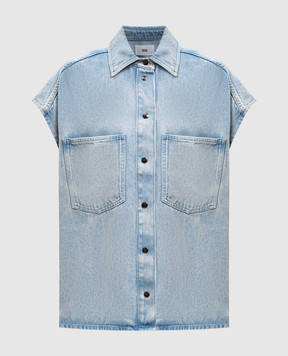Solotre Blue denim vest with a worn effect M1AB0167