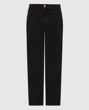 Stefano Ricci Black jeans with textured emblem MFT63B1031TR142K