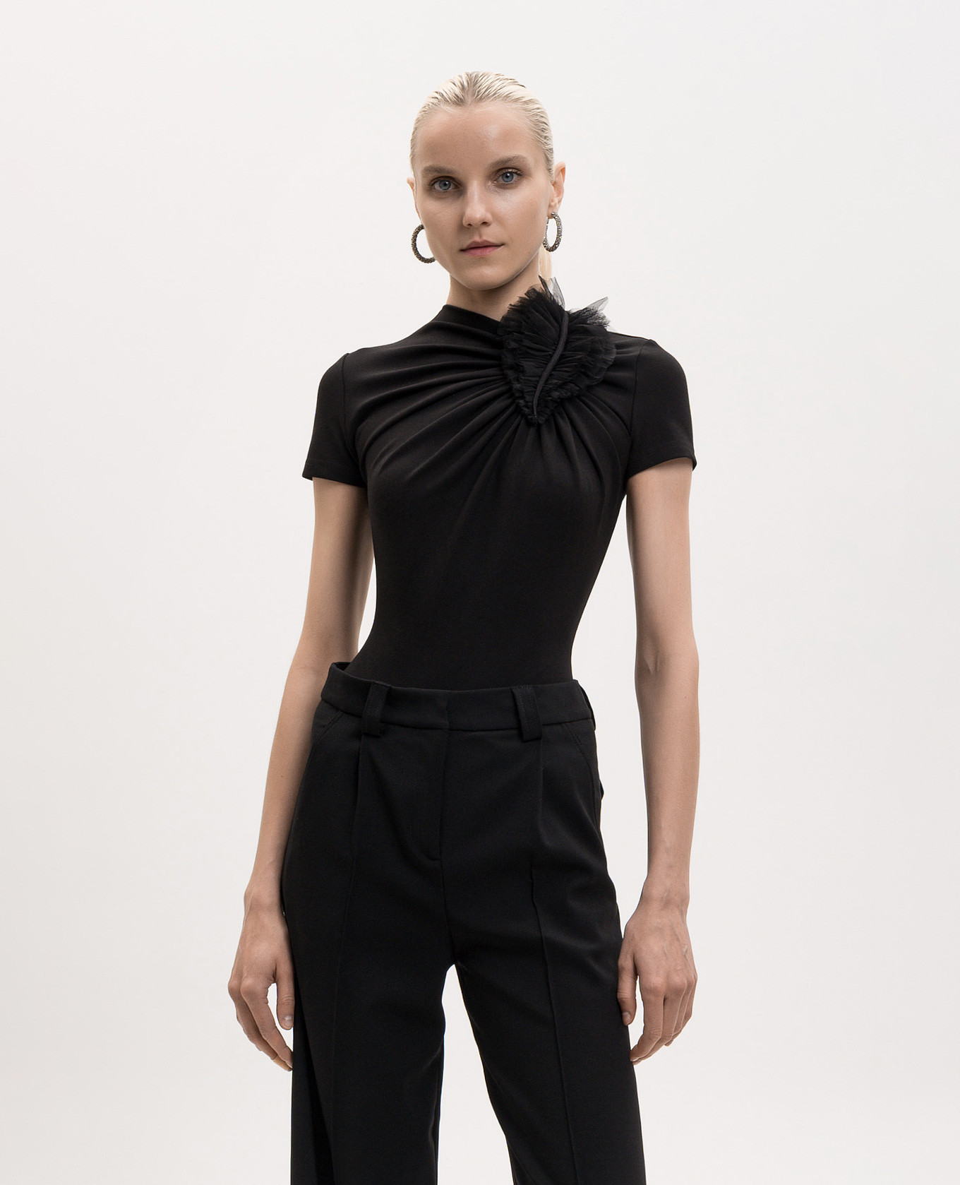 Black bodysuit with applique David Koma 3