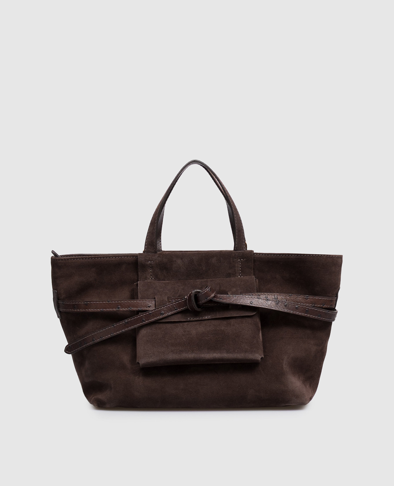 Belty brown suede tote bag
