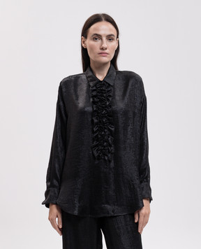 Momoni Bilancia Bis black blouse with ruffles MOSH03017MO
