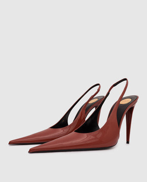 Saint Laurent Terracotta patent leather slingbacks GUERMANTES 867184AAD60