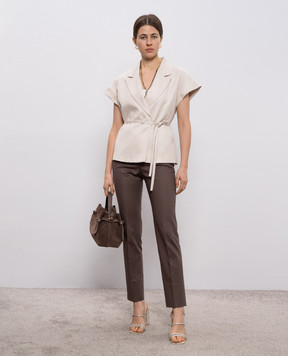 Peserico Brown pants with patch M04826J001953