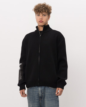 Balenciaga Black cardigan with branded patches 876816T1792