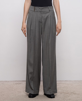 Peserico Gray wool pants with brand patch A0479806461
