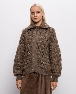 Brunello Cucinelli Brown cardigan with wool MNT347516