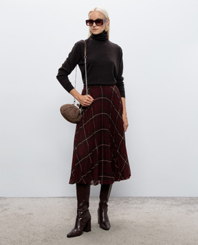 Max Mara STPAGANO burgundy checkered skirt MSTPAGANO