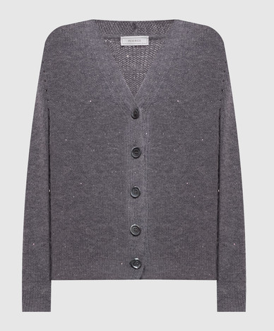 Gray alpaca wool cardigan