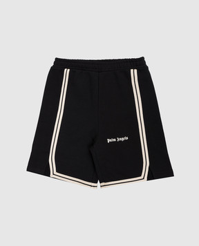 Palm Angels Children's black shorts with logo print PBCI007S26FLE001