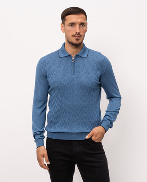 Stefano Ricci Blue wool, silk and cashmere polo shirt KE08020P30E26370