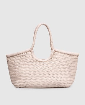Dragon Nantucket Pink Woven Leather Tote Bag DGS68822