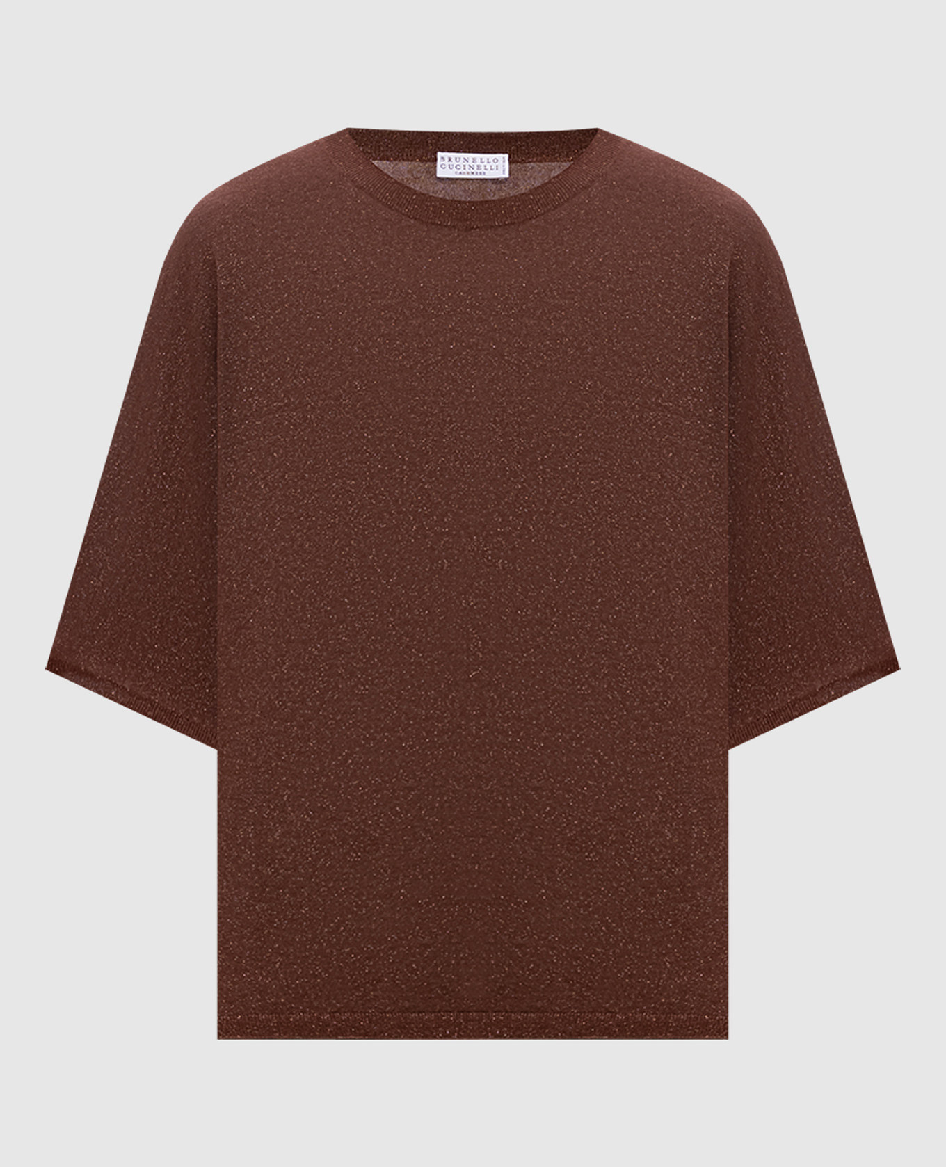 Brown cashmere and silk lurex t-shirt