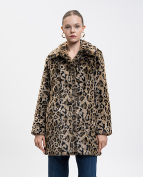 Twinset Brown coat with animal print 252TP2110