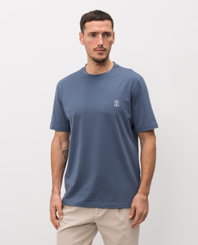 Brunello Cucinelli Blue T-shirt with emblem M0B138440