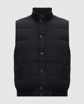 Peserico Navy blue wool down vest R53086B2710