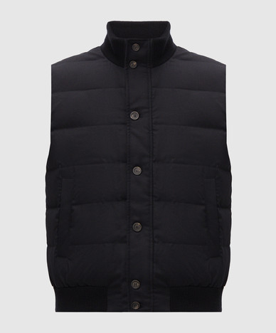 Navy blue wool down vest