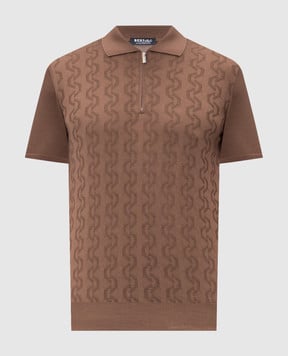 Bertolo Cashmere Brown patterned silk polo shirt 902335002425