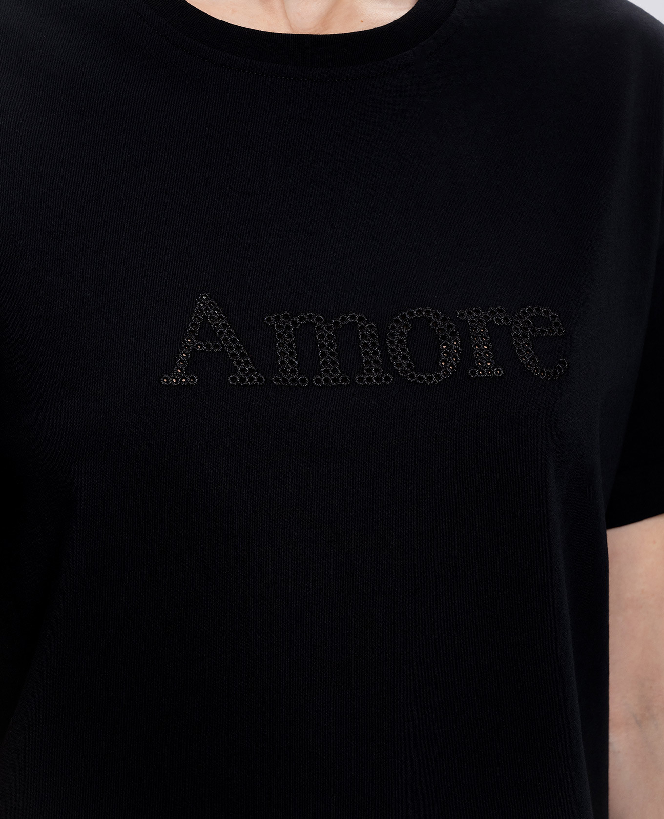 Black T-shirt with embroidery Twinset 5