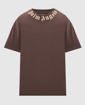 Palm Angels Brown T-shirt with logo print PMAA109S26JER008