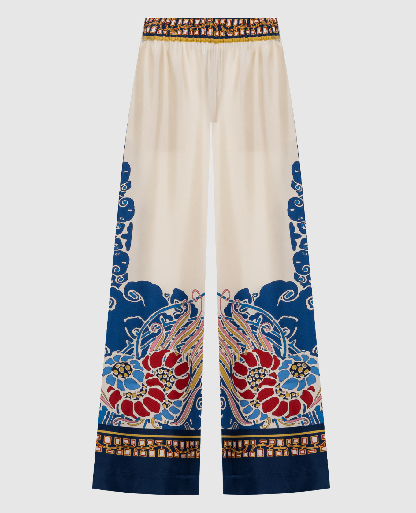

Beige printed silk palazzo pants La DoubleJ