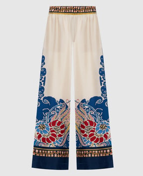 La DoubleJ Beige printed silk palazzo pants TRO0026SIL006LEM02