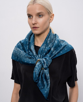 Momoni Blue printed silk scarf MOSC001MO52A