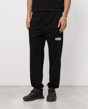 Comme des Fuckdown Black joggers with logo print FMS6CFABM01914